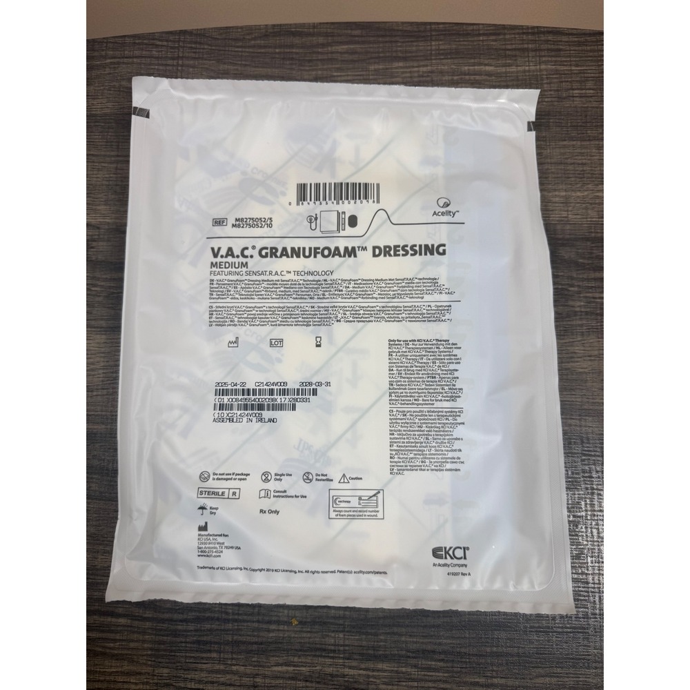 KCI V.A.C. GranuFoam Dressing Medium SENSAT.R.A.C. M8275052/5 Sterile Wound Care